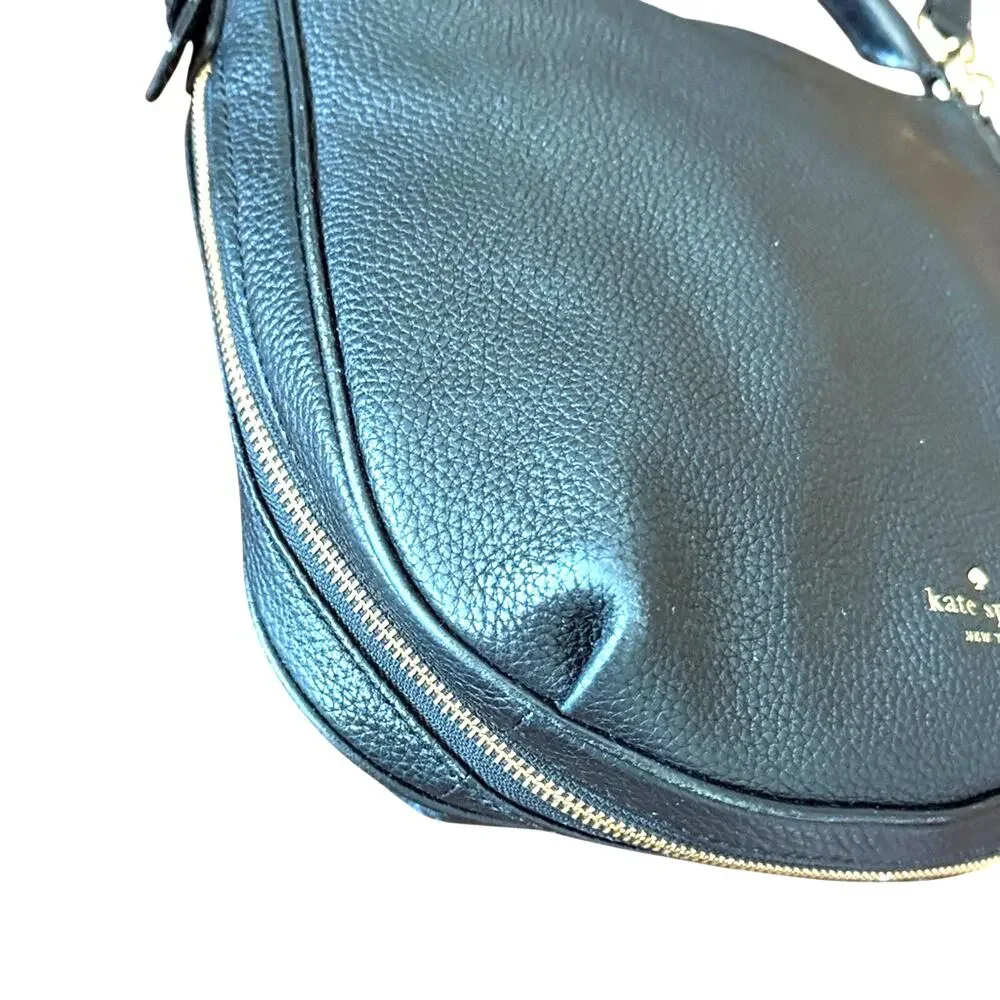 Kate Spade Ella Pebbled Leather Expandable Crossbody Shoulder Bag Black